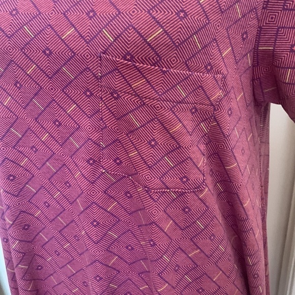 LulaRoe Carly High Low Hem Swing Dress Pink Blue Geometric Print Size M - Picture 6 of 8